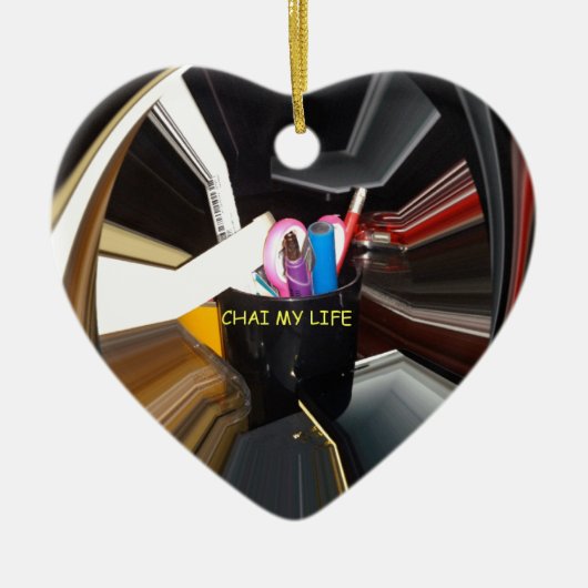 Abstract Stilleven Thee Mok Kantoor Briefpapier Ku Keramisch Ornament (Voorkant)