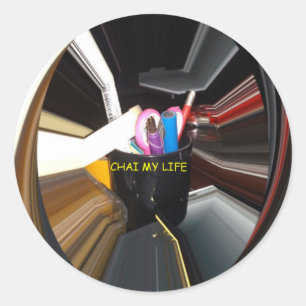 Abstract Stilleven Thee Mok Kantoor Briefpapier Ku Ronde Sticker