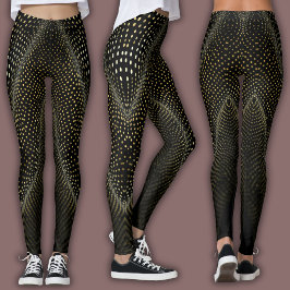 Abstract Stippelpatroon | Zwart & Geel Halftoon Leggings