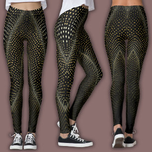Abstract Stippelpatroon Zwart & Geel Halftoon Leggings