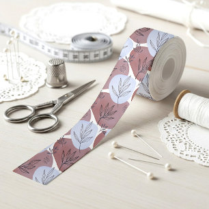 Abstract Stof Roze en Salie Groen Botanisch Patroo Satijnen Lint
