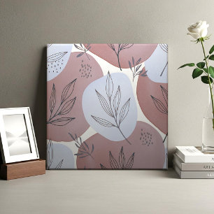 Abstract Stof Roze en Salie Groen Botanisch Patroo Tegeltje