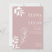 Abstract stoffig roos wit schets bloemenbruiloft kaart (Voorkant)