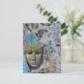 Abstract Stone Face Mixed Media Collage Briefkaart (Staand voorkant)