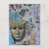 Abstract Stone Face Mixed Media Collage Briefkaart (Voorkant)