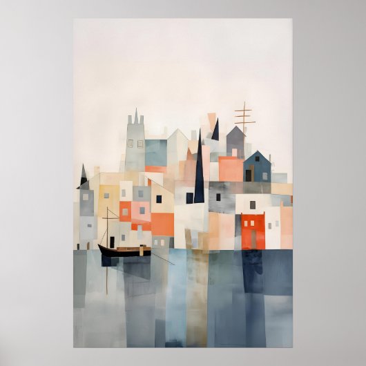 Abstract Strand Kunstprint Zachte Pastel Kust Poster (Voorkant)