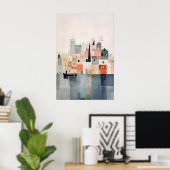 Abstract Strand Kunstprint Zachte Pastel Kust Poster (Thuiskantoor)