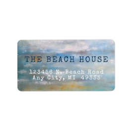 Abstract strand kust oceaanschilderen etiket