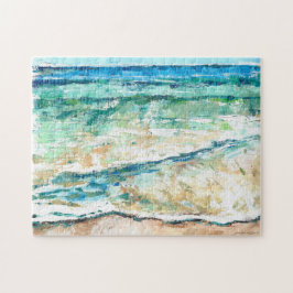 Abstract strand kustlijn kunstwerk legpuzzel
