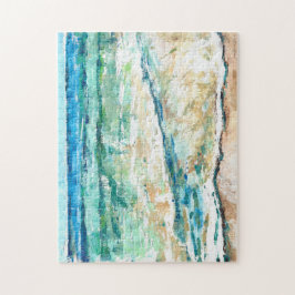 Abstract strand kustlijn kunstwerk legpuzzel