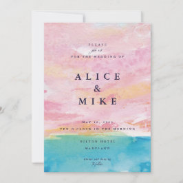 Abstract strand Roze & Blauwe Aquarel Achtergrond  Kaart