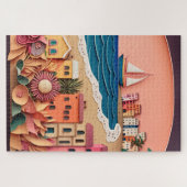 Abstract strand stad achtergrond legpuzzel (Horizontaal)