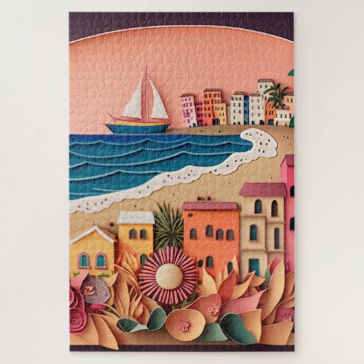 Abstract strand stad achtergrond legpuzzel (Verticaal)