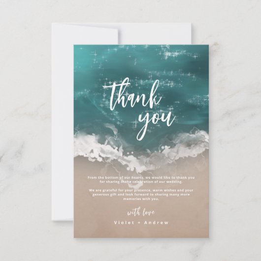 Abstract strand van mousserende oceaan bedankkaart (Voorkant)