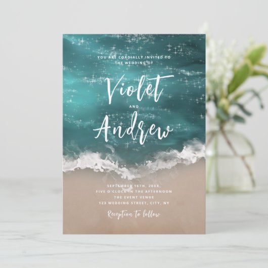 Abstract strand van mousserende oceaan kaart (Staand voorkant)