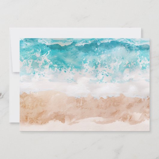 Abstract strand Waterverf kalligrafie bruiloft Save The Date (Achterkant)