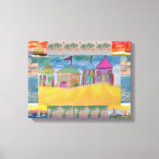Abstract Strandhuisjes Canvas Afdruk (Voorkant)