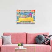 Abstract Strandhuisjes Canvas Afdruk (Insitu (Woonkamer))