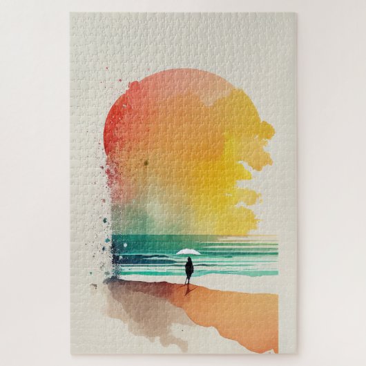 Abstract strandkunst 'Lopen in de golven' Legpuzzel (Verticaal)