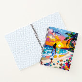 Abstract strandtafereel met levendige zonsondergan notitieboek (Binnen)