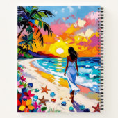 Abstract strandtafereel met levendige zonsondergan notitieboek (Achterkant)