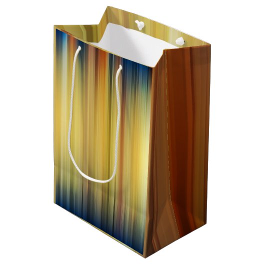 Abstract Stripes Spectrum Background Blue Gold Medium Cadeauzakje (Voorkant Gekanteld)