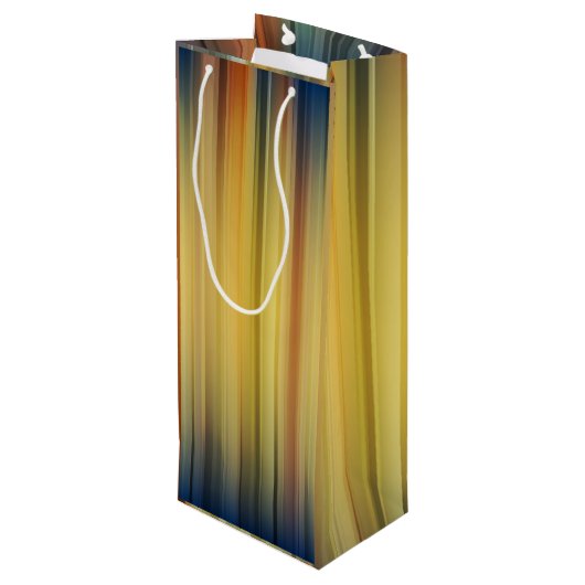 Abstract Stripes Spectrum Background Blue Gold Wijn Cadeautas (Achterkant Gekanteld)