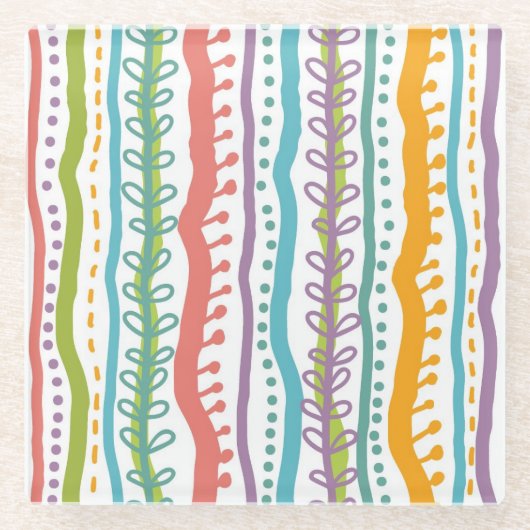 Abstract Stripes - Verticaal patroon Glazen Onderzetter (Voorkant)