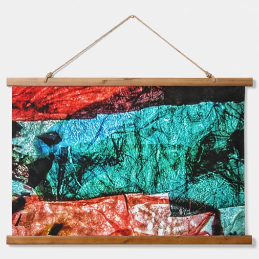 Abstract striphouten wandtapijt, Uniek Hangend Wandkleed (Voorkant)