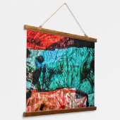 Abstract striphouten wandtapijt, Uniek Hangend Wandkleed (Gebogen)