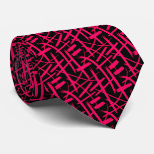 Abstract Strokes 020524 - Neon Rood en Zwart Stropdas