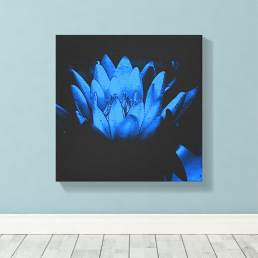 Abstract stromend blauw water Lily Lotus Canvas Afdruk (Insitu (Houten vloer))