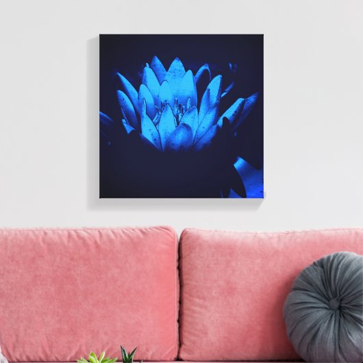Abstract stromend blauw water Lily Lotus Canvas Afdruk (Insitu (Woonkamer))