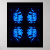 Abstract stromend blauw water Lily Lotus Poster (Voorkant)