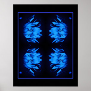 Abstract stromend blauw water Lily Lotus Poster