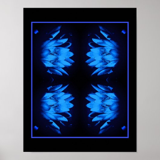 Abstract stromend blauw water Lily Lotus Poster (Voorkant)