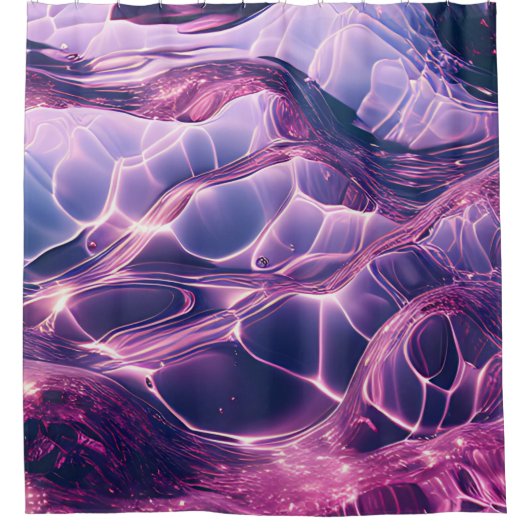 abstract stromend water in Paarse en roze Douchegordijn (Voorkant)