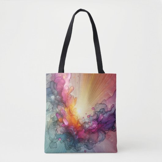 Abstract Sun Rays Floral Cloud Ink Landscape Tote Bag (Voorkant)