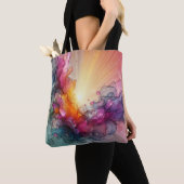 Abstract Sun Rays Floral Cloud Ink Landscape Tote Bag (Dichtbij)