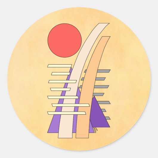 Abstract Sun, Shadows, Reflections, and Structures Ronde Sticker (Voorkant)