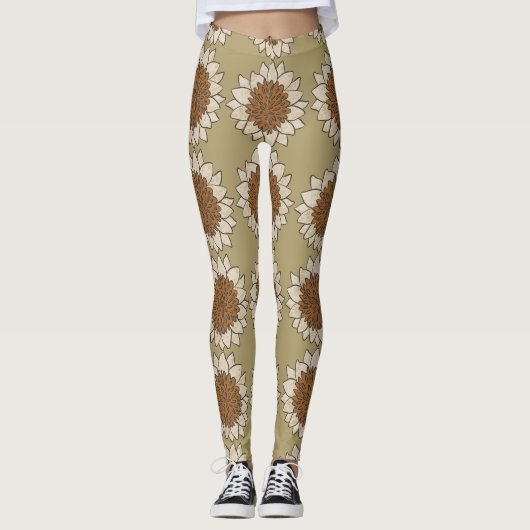Abstract Sunflower Tile Background Leggings (Voorkant)