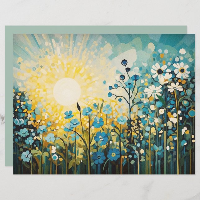 Abstract Sunrise Wildflower Field Scrapbook Papier (Voorkant / Achterkant)