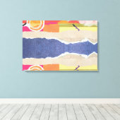 abstract sunset and beach design wall art canvas afdruk (Insitu (Houten vloer))