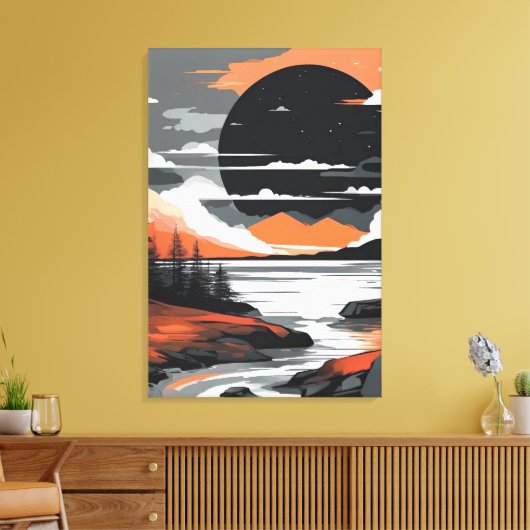 Abstract Sunset Canvas Afdruk (Insitu (Woonkamer))