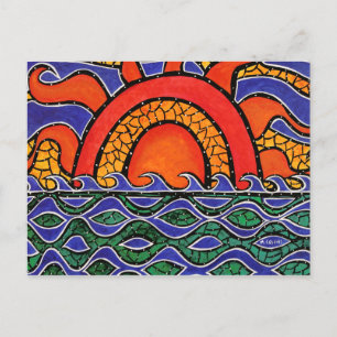 Abstract Sunset Colorful Art Postcard Briefkaart