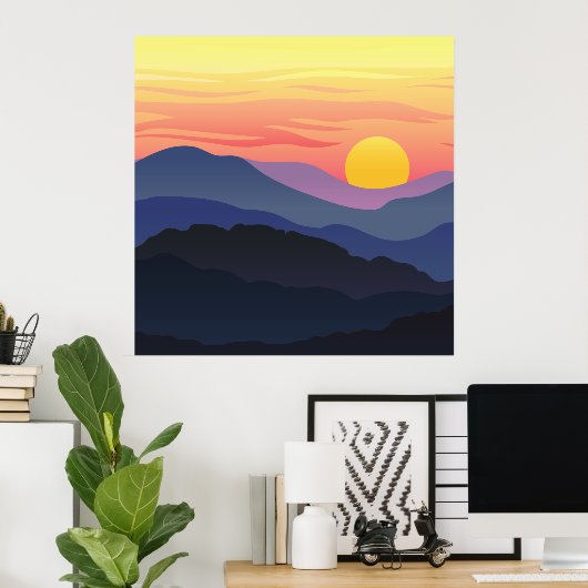 Abstract Sunset Uitzicht Patroon Poster (Thuiskantoor)