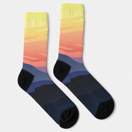 Abstract Sunset Uitzicht Patroon Sokken (Rechts)