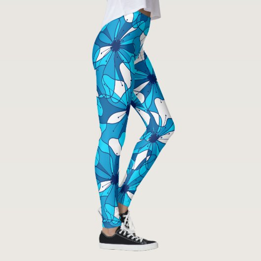 Abstract surf hibiscus leggings (Rechts)