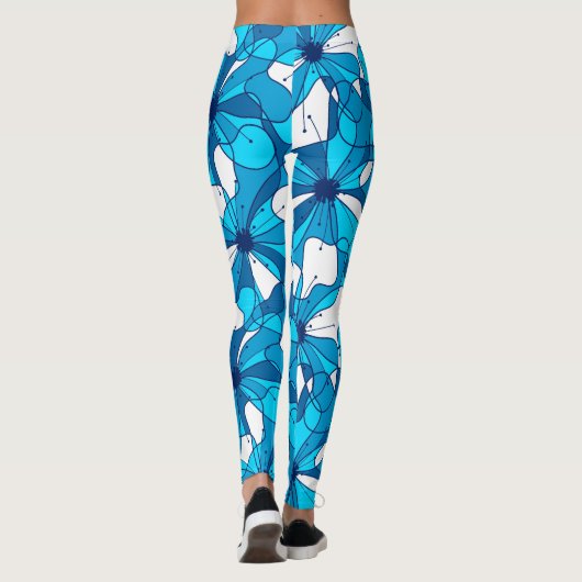Abstract surf hibiscus leggings (Achterkant)