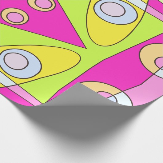 Abstract surfbaar, helder roze groen bubblegum cadeaupapier (Hoek)